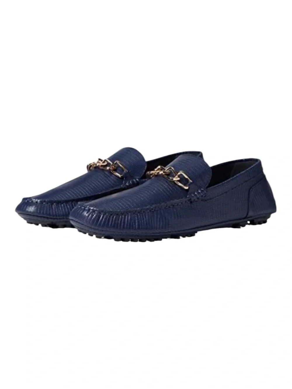 ALDO Davinch Lizard Embossed Loafer Driving Shoe Navy Blue Size 11…Normcore